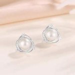 Monemel Swarovski Taşlı  İnci  Yuvarlak Küpe